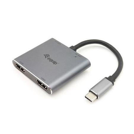 pEQUIP/p 133484 ADATTATORE DOPPIO HDMI USC-C 4 IN 1 EQUIP 133484 SUP